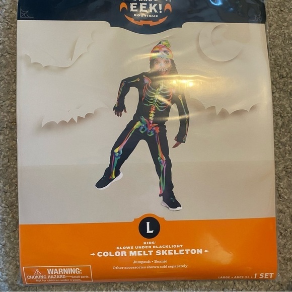 Color Melt Skeleton NEW Glows in the Dark Jumpsuit Kids Hyde & Eek Large - Picture 1 of 3